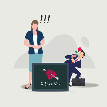 Businessman falling in love concept vector illustration