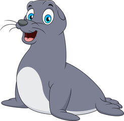 Cute seal cartoon smiling. Cute animal cartoon