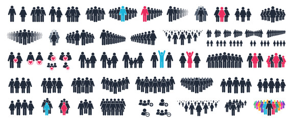 People icons set. People team icon vector set. People crowd team icons