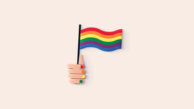 LGBT flag in the hand loop animation video. Pride month.