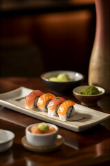 AI generative image of traditional japanese platter of sushi