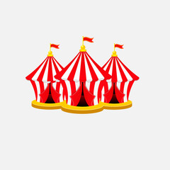 Three Circus red tent. Classical Circus tent 