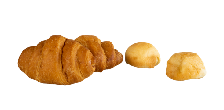 Set of tasty bread for breakfast isolated