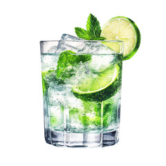 mojito cocktail isolated on white created with Generative AI