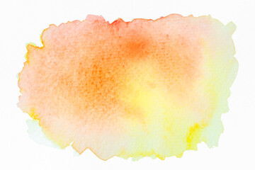 Watercolor, orange, yellow and red Gradient color combinations on white drawing paper. use as background