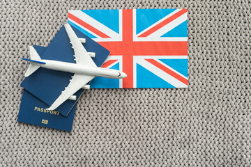 Tourim flight to the Grean Britain concept. Vacation in the United Kingdom. Composition of the UK...