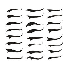 Text Tails Swoosh Baseball Sign, Typography font curve tail, font swoosh tail ornamental vector, baseball tail shape for text ornaments football or athletics tail, ornamental swash underline Swirl 
