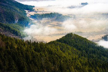 View from Cerenova skala (rock) in West Tatras  in Liptov. Near Liptovsky Mikulas city in foggy...
