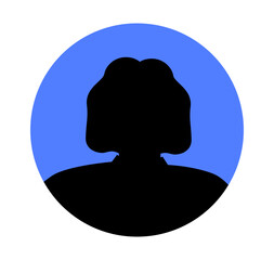 Female avatar silhouette concept. Icon for website and graphic element for messengers. Symbol of user and profile anonymity on Internet. Online apps and programs. Cartoon flat vector illustration