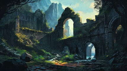 Fototapeta premium Game Art Old Mystic Ruins 