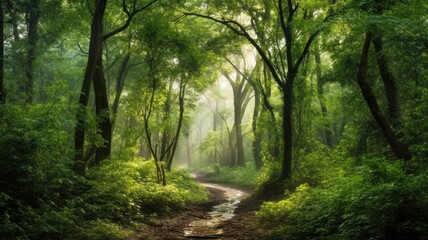 Forest Preservation: An image depicting the preservation of forests, featuring lush greenery, trees, and the importance of sustainable forestry. Generative AI