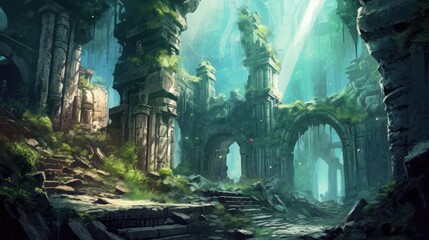 Old Ruins Game Art Wallpaper Background
