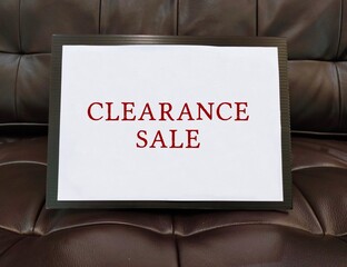 Promotion tag on sofa with text CLEARANCE SALE, to inform customers a sale of goods at big discount...