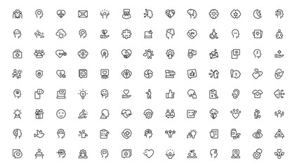 Fototapeta na wymiar Psychology and mental line icons collection. Thin outline icon.