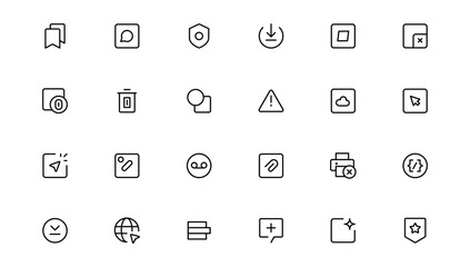 Ui ux icon set, user interface iconset collection.Outline icon.