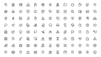Fototapeta na wymiar Psychology and mental line icons collection. Thin outline icon.