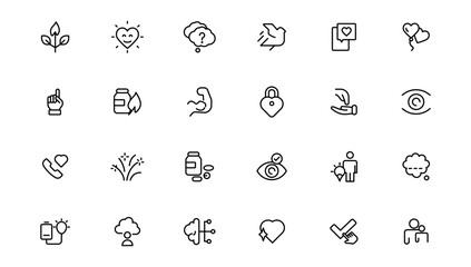 Psychology and mental line icons collection.  Thin outline icon.