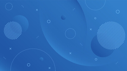 Modern Abstract Background with Motion Round Circle Wave Retro Memphis and Blue Gradient Color