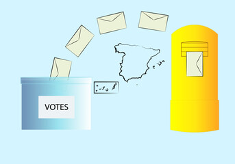 Voto por correo en España. Elecciones generales en España - obrazy, fototapety, plakaty