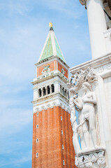 Campanile on San Marco square. Venice tourist destinations. 