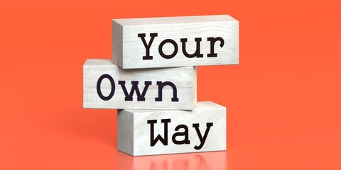 Your own way - words on wooden blocks - 3D illustration
