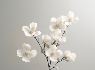 Isolated flowers in vases on white background, white bouquet of hydrangea. created with Generative AI technology