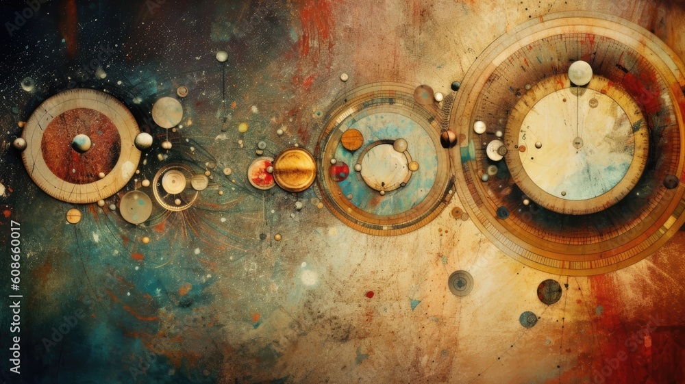 Aufkleber abstract circle in time circles in deep circle , generative ai