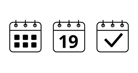Calendar vector flat icons for websites and graphic resources. Specific day calendar icon vector illustration. Day 19 marked on the calendar.