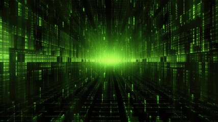 Fototapeta na wymiar digital binary code green matrix background , Generative AI