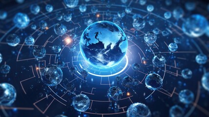 globe in center of network information connection , Generative AI
