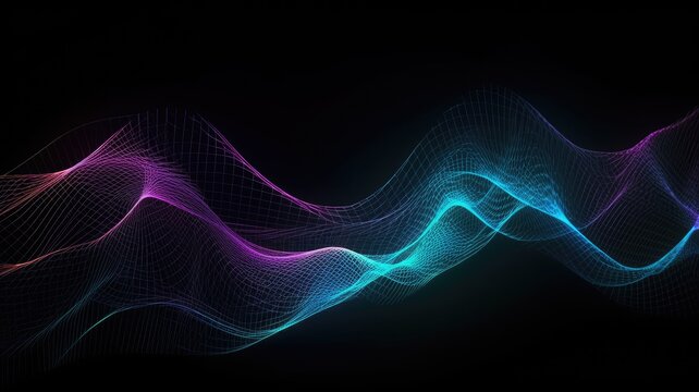 neon Abstract wave of digital weave lines , Generative AI