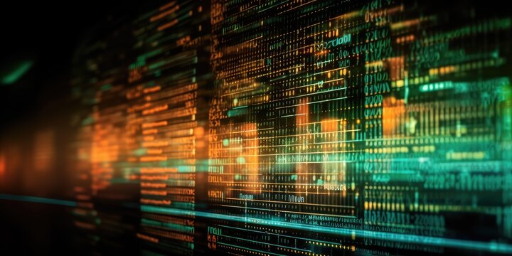 colorful digital source code screen , web development background , Generative AI