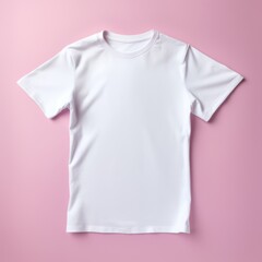 White tshirt with copy space on wooden background, created using generative ai technology