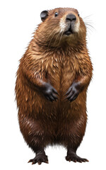 Beaver isolated on the transparent background PNG. AI generative.