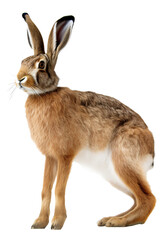 Hare isolated on the transparent background PNG. AI generative.