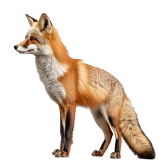 Fototapeta premium Orange fox isolated on the transparent background PNG. AI generative.