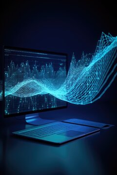 Digital data processing over computer screen, created using generative ai technology