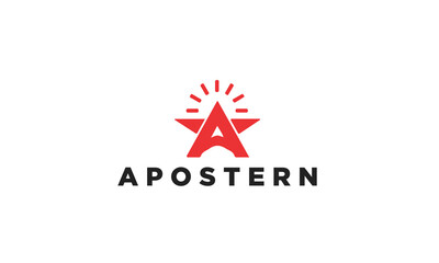 Modern simple and bold A letter based Star monogram logo design. 