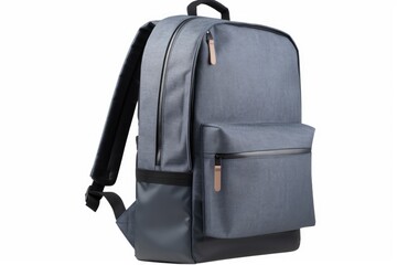 Naklejka premium Close up of grey school bag on grey background, created using generative ai technology