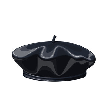 recommend clip art: Beret vector illustration. Cartoon isolated hat of French mime, artist and painter, classic wool black cap of artistic woman or man hipster in Paris, trendy beret for cold winter and autumn weather