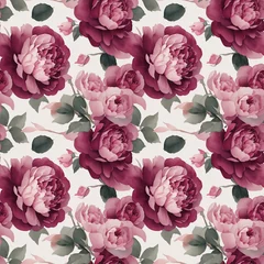 Poster seamless wallpaper with burgundy peonies © Алена Харченко
