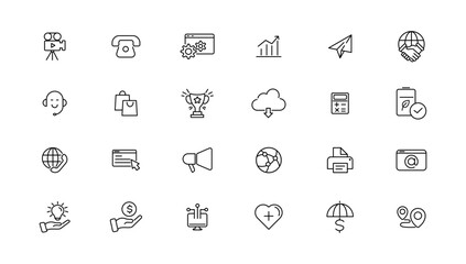 Popular Thin line icon Set. Thin Line Outline Icons.Vector illustrato