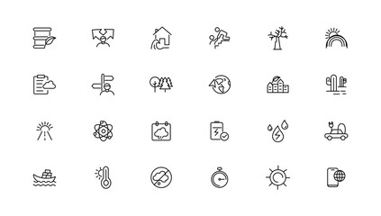 Environment and nature linear icons collection.simple outline icons collection, Pixel Perfect icons, Simple vector illustration