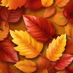 Close up of multi coloured autumn leaves background, created using generative ai technology
