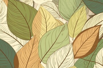 Close up of multi coloured autumn leaves background, created using generative ai technology