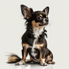 Close up of two cute black chihuahua dogs, created using generative ai technology