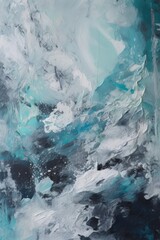 Close up of white and blue paints background, created using generative ai technology