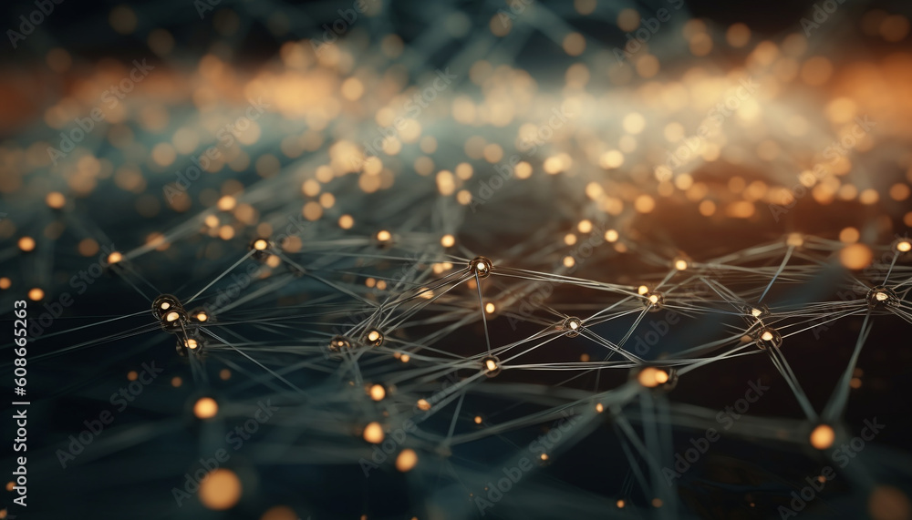 Poster futuristic communication patterns illuminate the dark backdrop of technology generated by ai