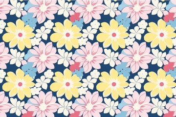 Multi coloured flowers on white background, created using generative ai technology