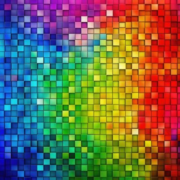 Close up of multi coloured mosaic background, created using generative ai technology © Future Vision